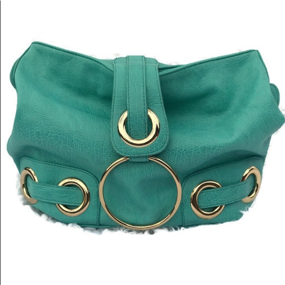 Large teal green big Buddha purse